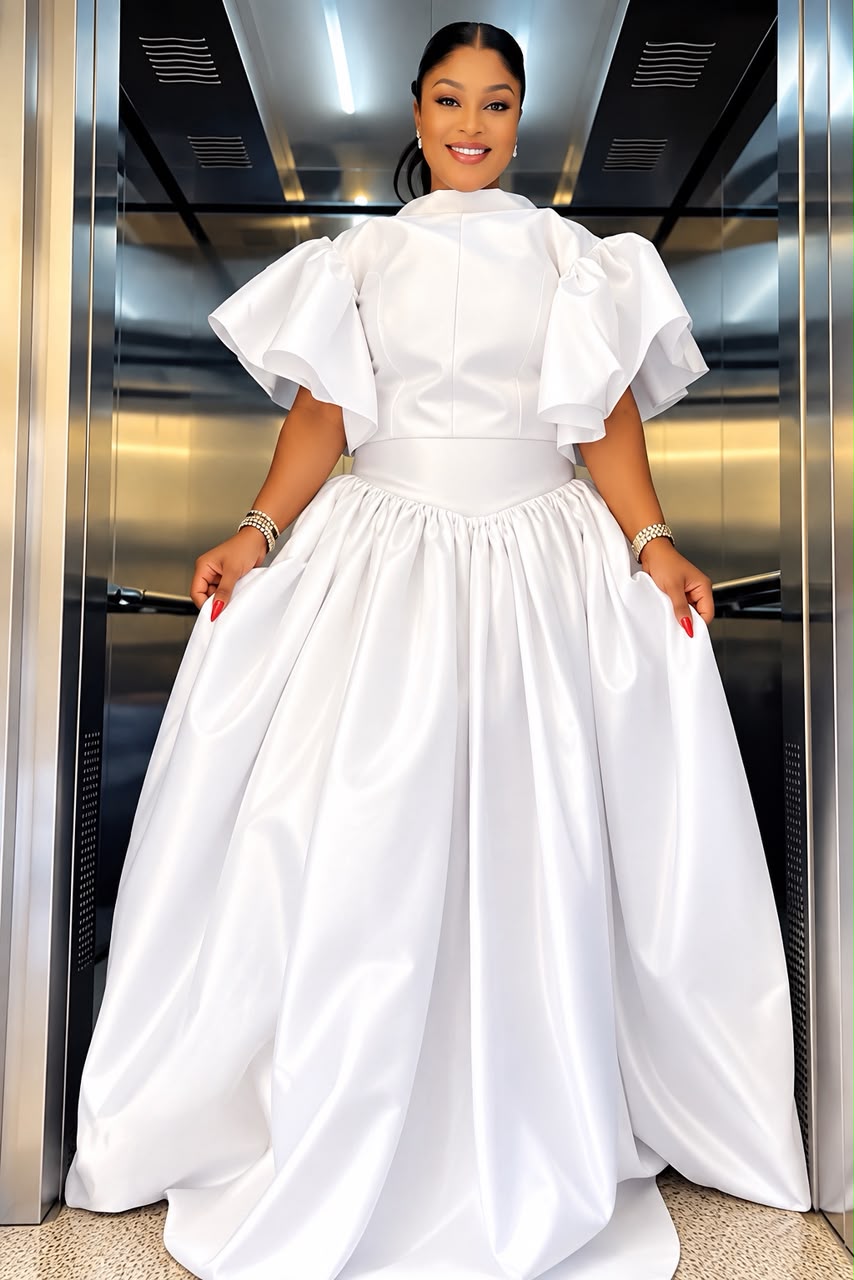 White Satin Ball Gown - Image 3